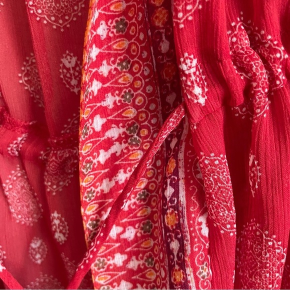 Xhilaration woman’s summer coverup size XL/XXL red printed boho front tie beach - Picture 3 of 7